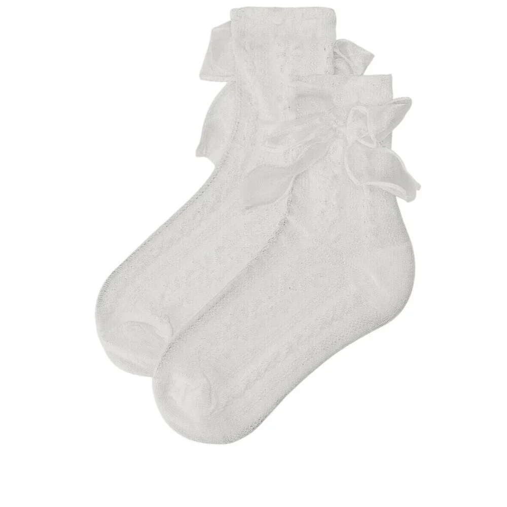 Lovers and Friends Charlize Socks in White One Size New Womens ankle bow